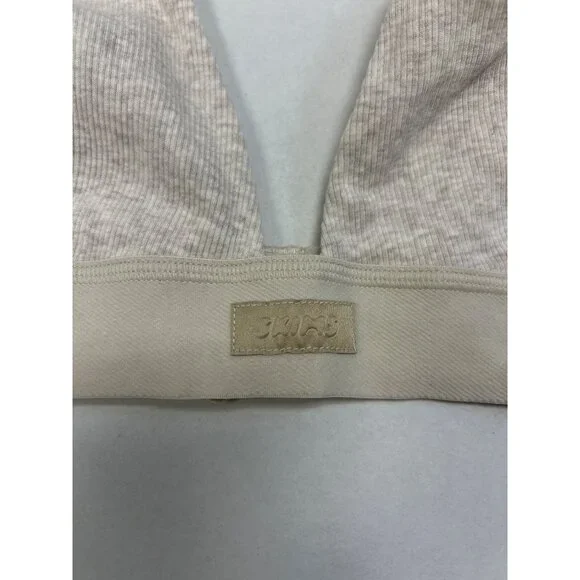 SKIMS Cotton Rib Plunge Bralette Oatmeal Heather Size Medium NWT - Picture 5 of 8